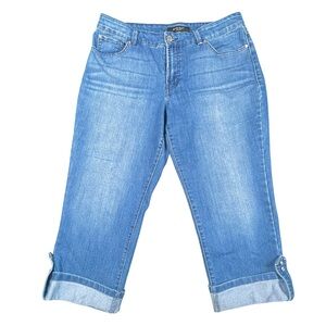 Nine West West End Women’s Capri Jeans Cropped Roll Cuff Denim Size 14